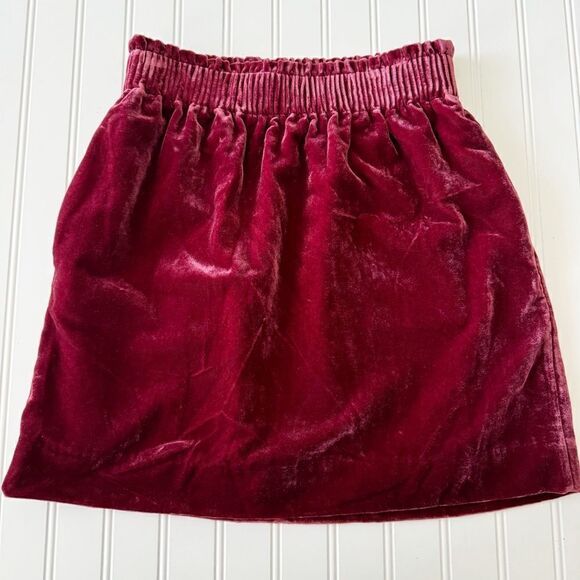 J. Crew Red Velvet Mini Skirt - Size 2 - Picture 1 of 3